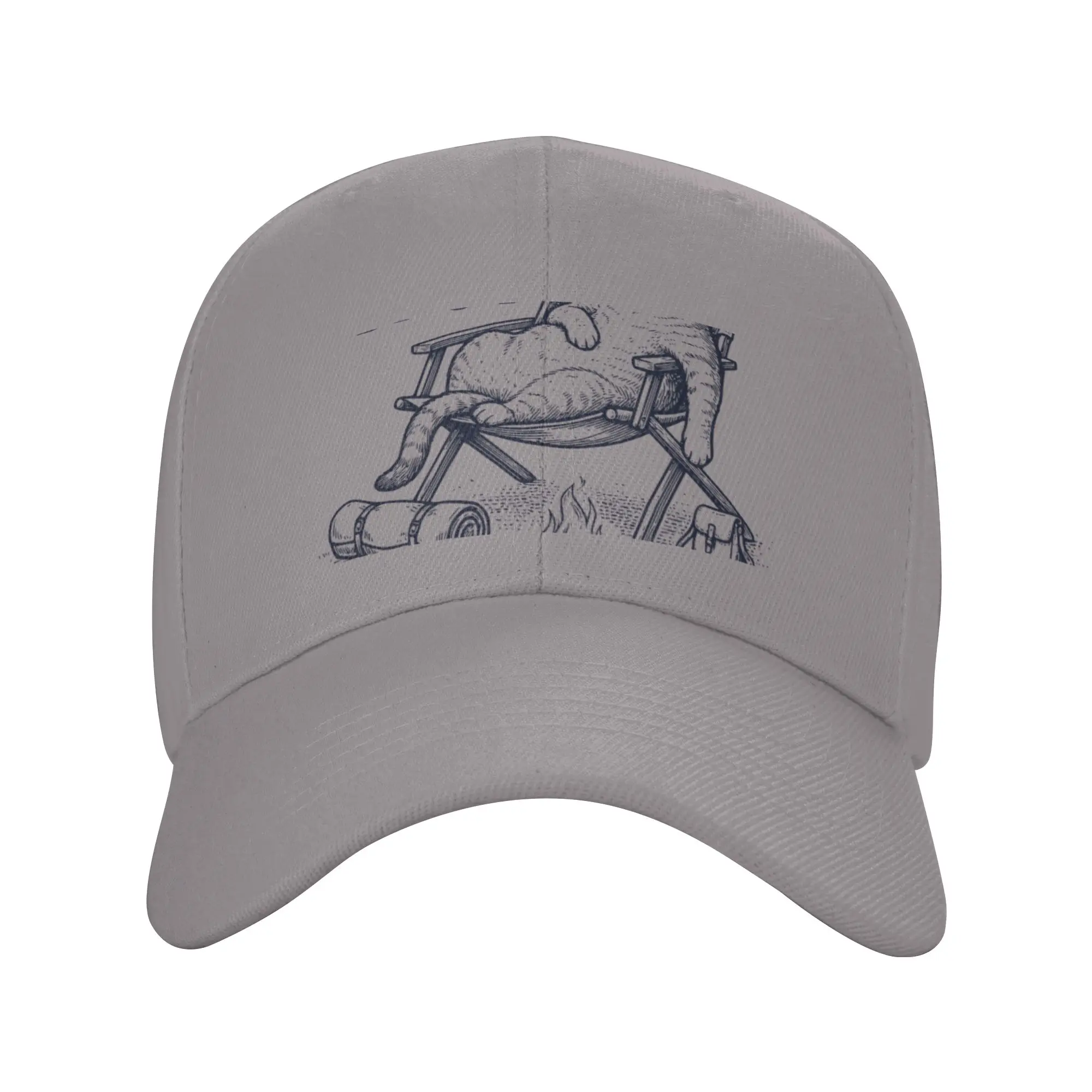 Hot Sale This Spot Cat Camping  Chill Campfire Relaxing Design Baseball Cap  One Size Fits All Visor Cap  Campus Daily Visor Cap