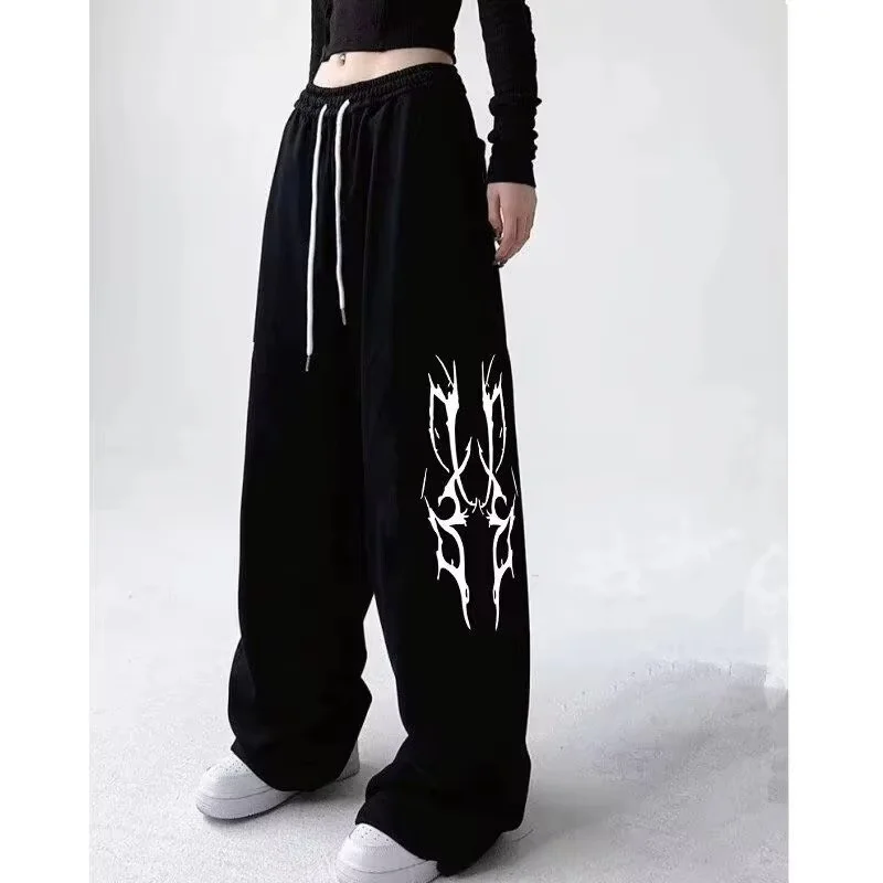 American Loose Straight Hip Hop Jazz Dance Sweatpants 3D Printed Quick Drying Wide Leg Casual Lazy Style Printed Sports Trousers