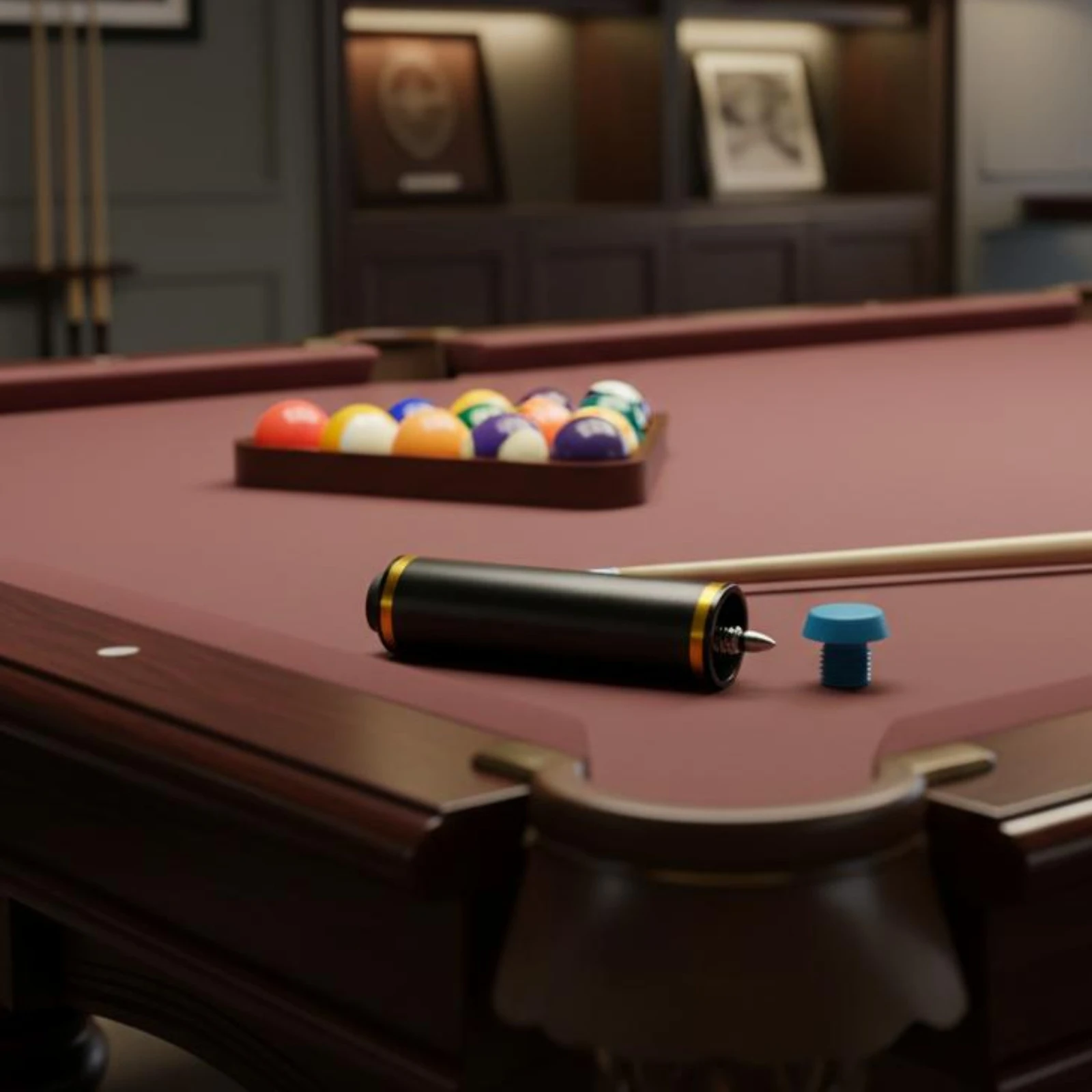 Billiard Cue Extension Handle Blue Adapter Threaded Cue Handle Extender Game Equipment Shiny Accent Rings Sports Gear view 2