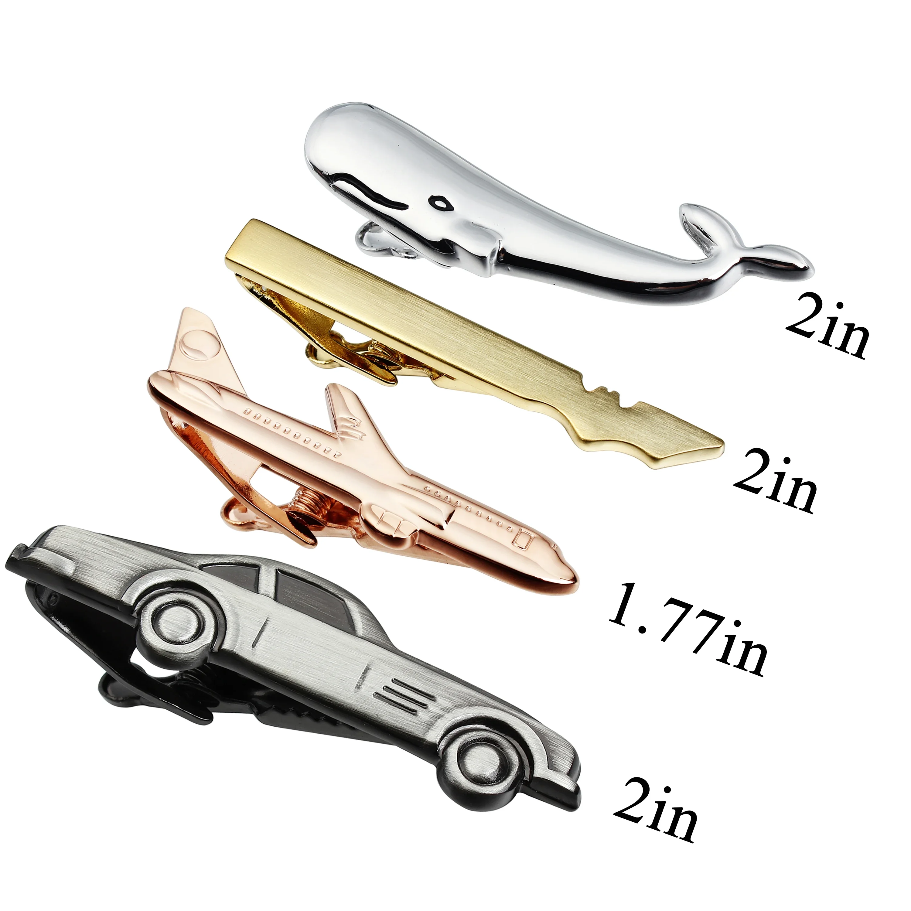 HAWSON 4-Pcs Set Novelty Fun Tie Clips for Men 2-Inch Men's Jewelry Accessories Gift for Birthday Party