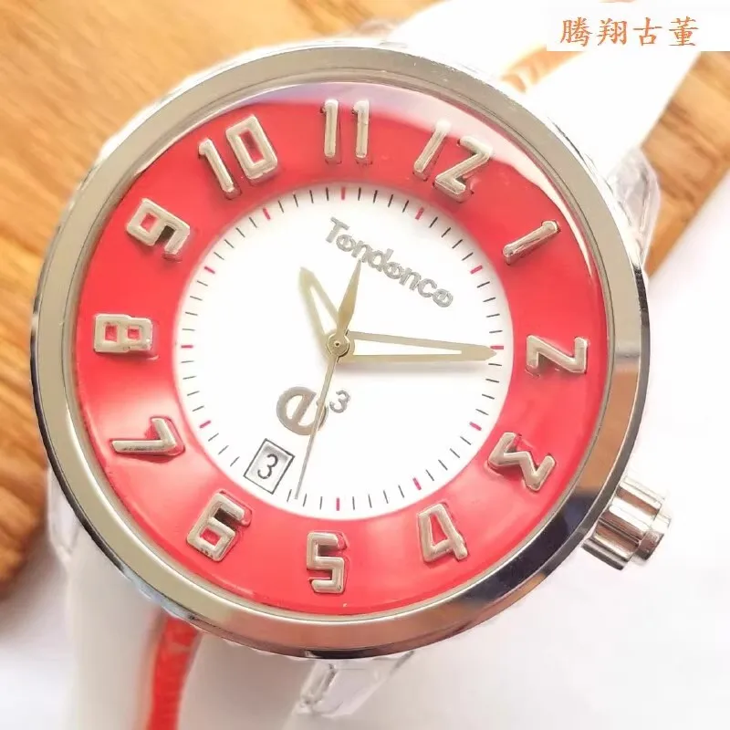 Tendence Red +White rubber strap Japanese quartz watch (both male and female)