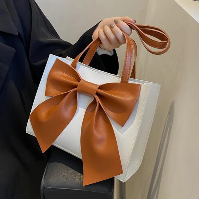 Borsa a tracolla a forma di fiocco per donna, borsa Tote portatile fresca e di grande capacità