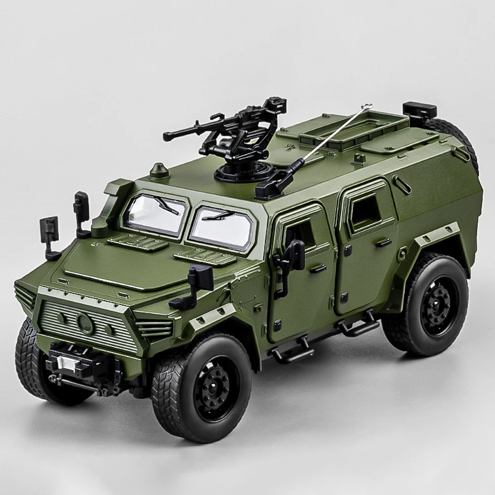 Tamaño grande 1:18 Dongfeng Mengshi modelo de coche puertas de juguete cuerpo de aleación abierto neumáticos de goma vehículos militares todoterreno regalos para niños