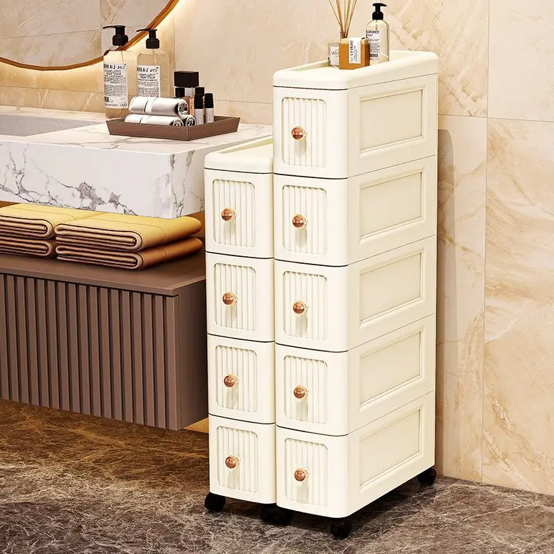 Armário Gaveteiro Ultra Estreito de 15CM com Rodas – Organizador de Armazenamento Multi-Nível para Cozinha/Banheiro/Sala de Estar, Organizador para Espaços Estreitos