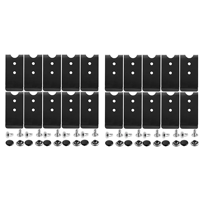 A20M 20 قطعة مشبك حزام معدني مشبك خطاف بنابض مشبك حزام مع 20 زوجًا من المسامير لحقيبة الحزام الجلدية DIY (أسود)