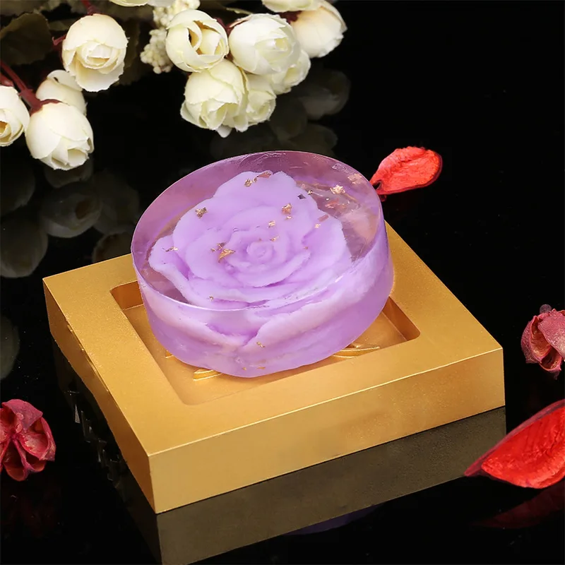 Rose round Moisturizing Lavender Flower Essential Oil Cleansing Gift Soap