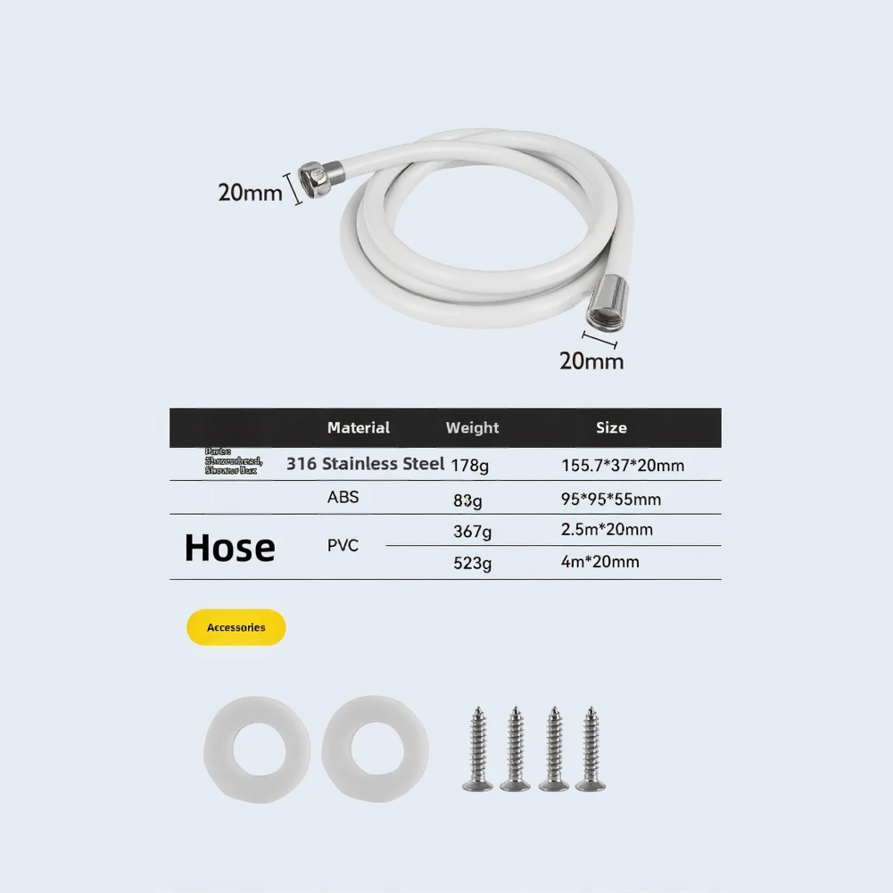 

Pressurized Head Yacht Shower Kit After Swimming Rinse Plastic And Stainless Steel Sealed Shower Box PVC 5-layer Hose