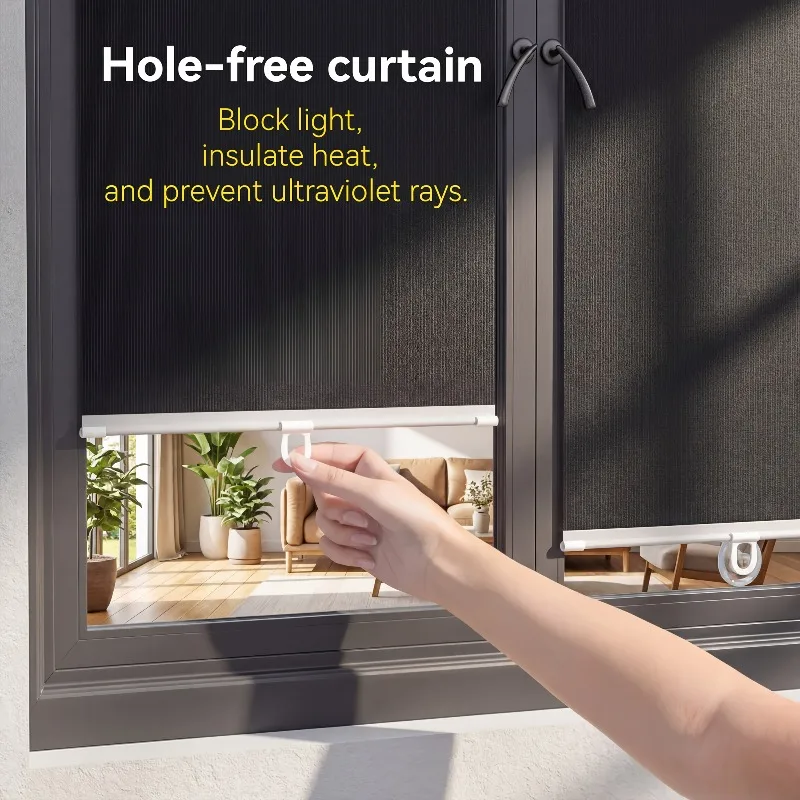 Portable Universal Full Blackout Non Perforated Retractable Blackout Curtain Suitable for Bedrooms and Offices