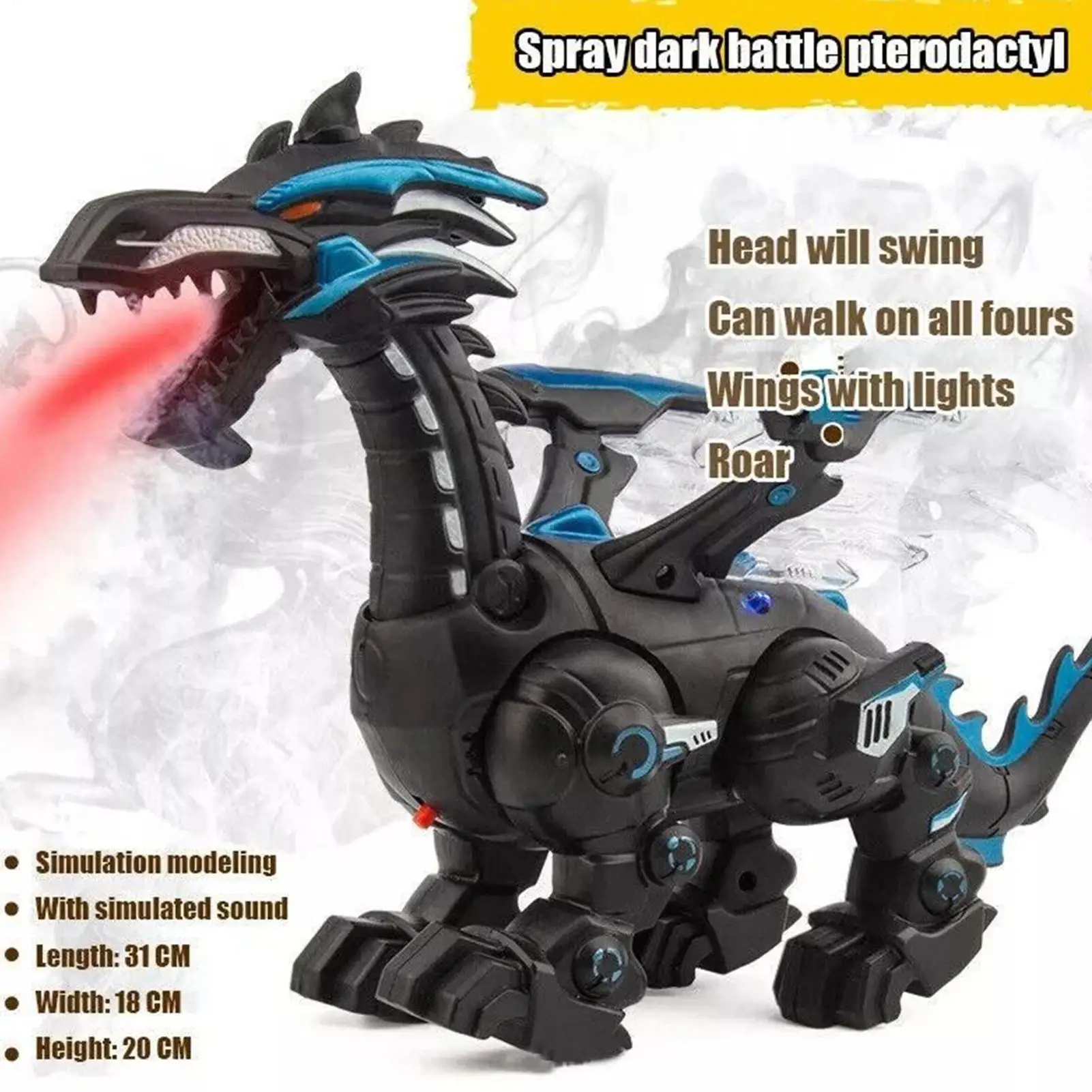 Attività educativa del dinosauro robot con luce spray Robot da passeggio Giocattoli del dinosauro per le ragazze dei ragazzi 3-12 Festa di compleanno a casa