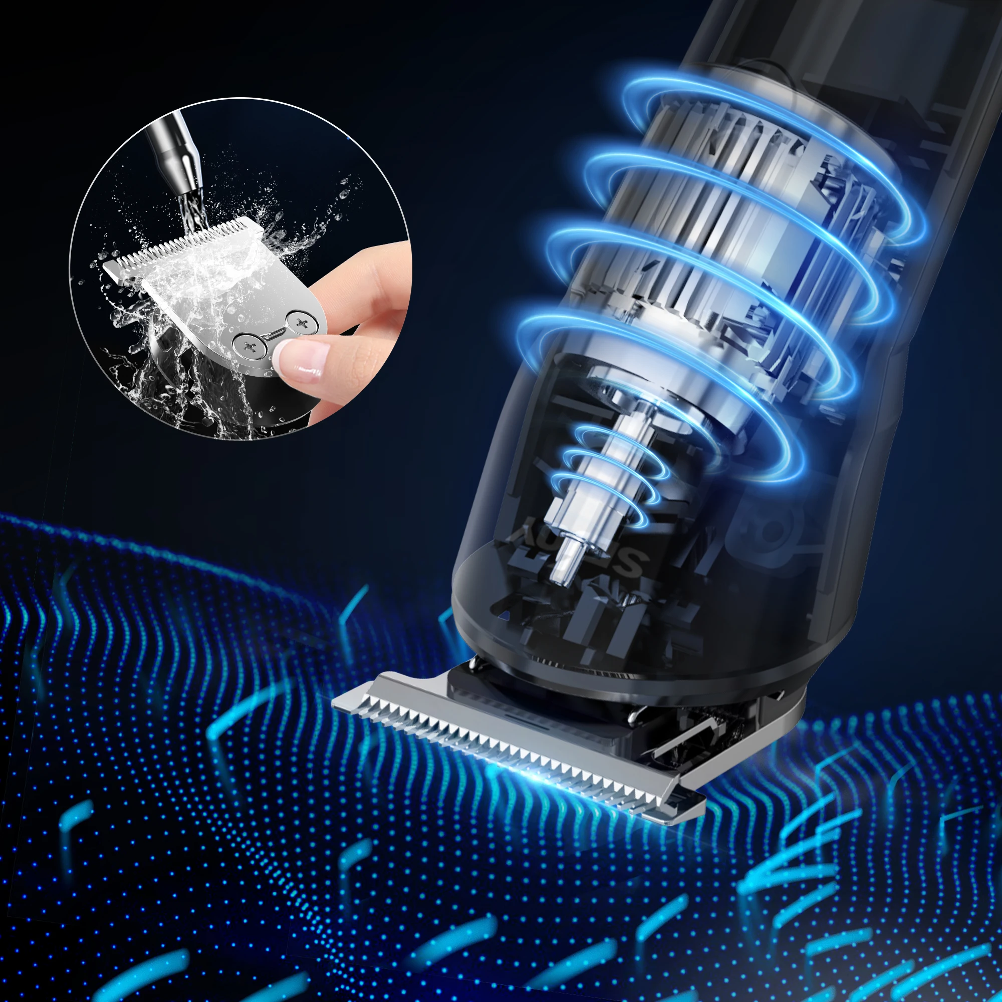 Sejoy Men's Electric Hair Clipper USB Rechargeable Carving Clipper Cordless Hair Trimmer Hair Cutting Machine 4 pcs limit combs