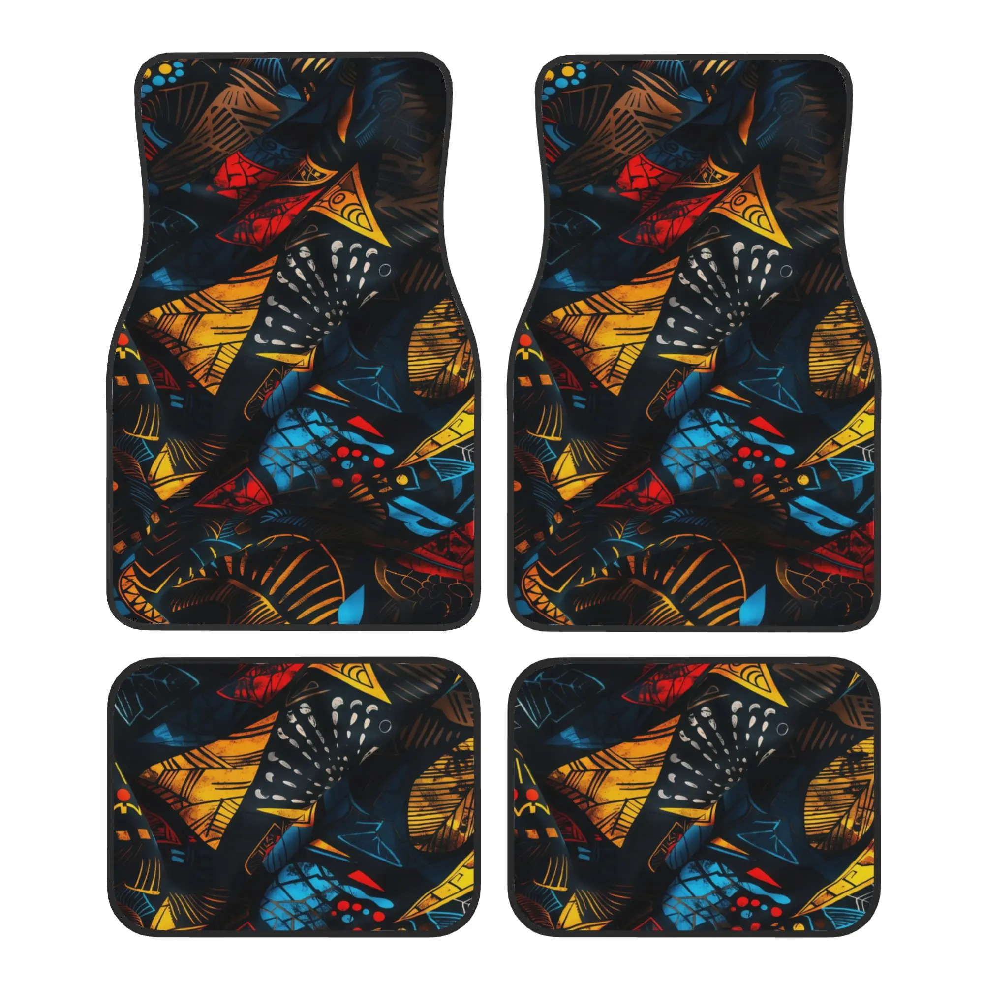 4pcs Car Floor Mats With Exquisite Bohemian Style Design, Perfectly Designed Patterns, Suitable For Cars, Trucks, And SUVs, Dur