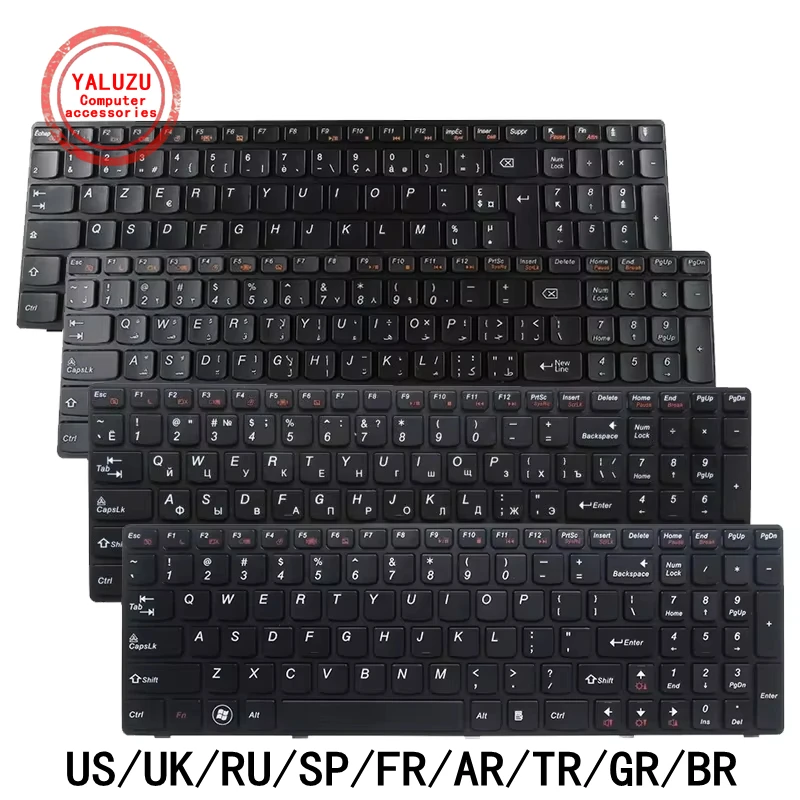 Klawiatura do laptopa US/UK/RU/SP/FR/AR/TR/GR/BR do Lenovo IdeaPad G560/A G560L G565/A G570/A G575/GX/GL G770 G780 Z560/A/G Z565