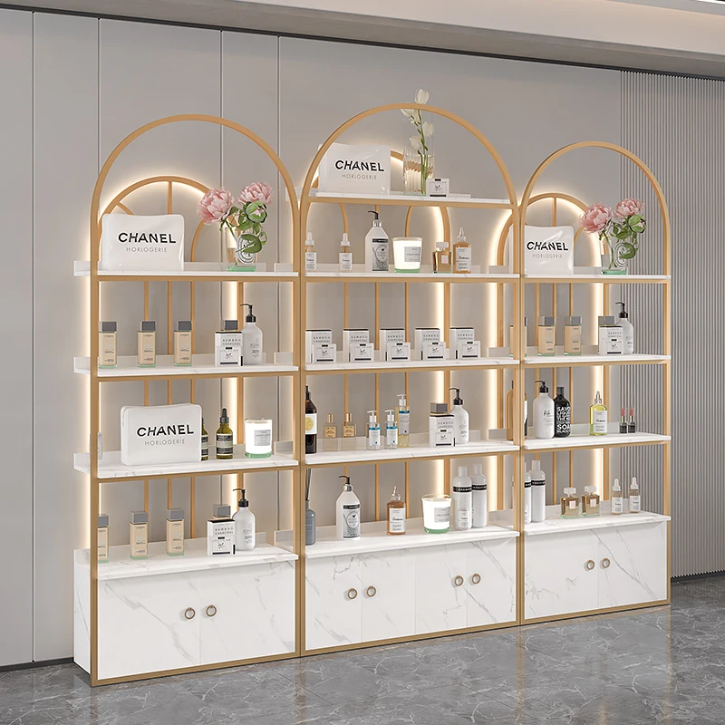 Beauty salon makeup and skincare product display rack, nail salon shelf display cabinet, light luxury and versatile