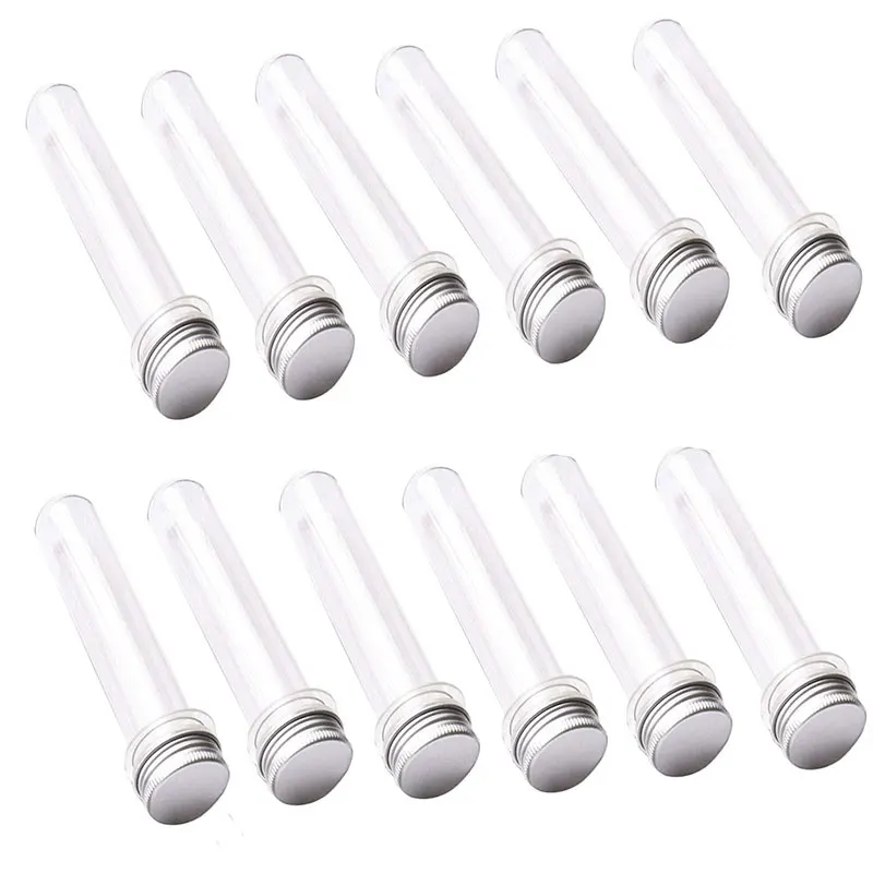 

20Pcs Plastic Clear Test Tubes With Screw Caps Candy Cosmetic Travel Lotion Containers 40ml Storage Tubes