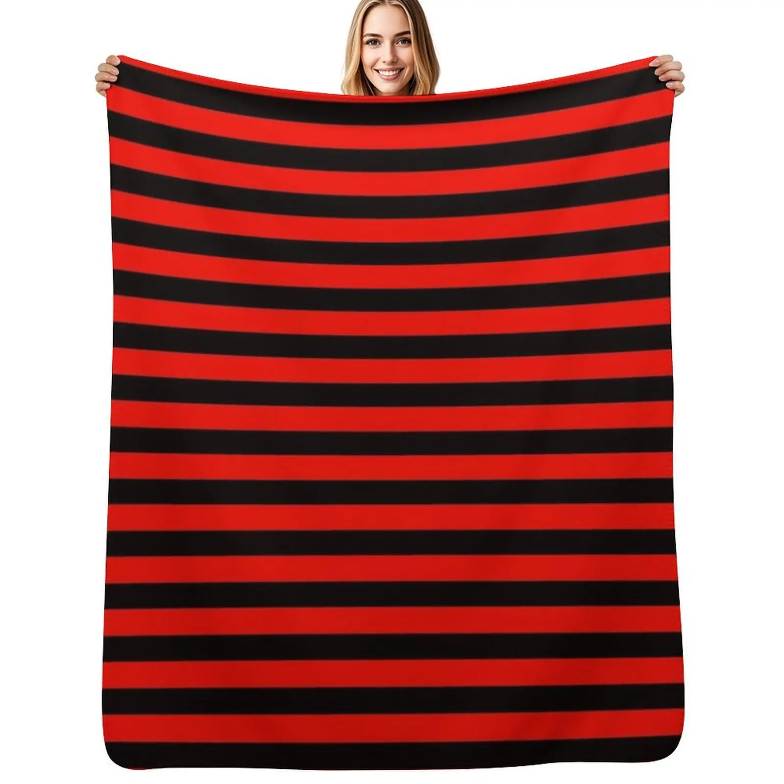 Black and Red Stripe Throw Blanket Soft Warm Blanket Gift for Men Women Adults