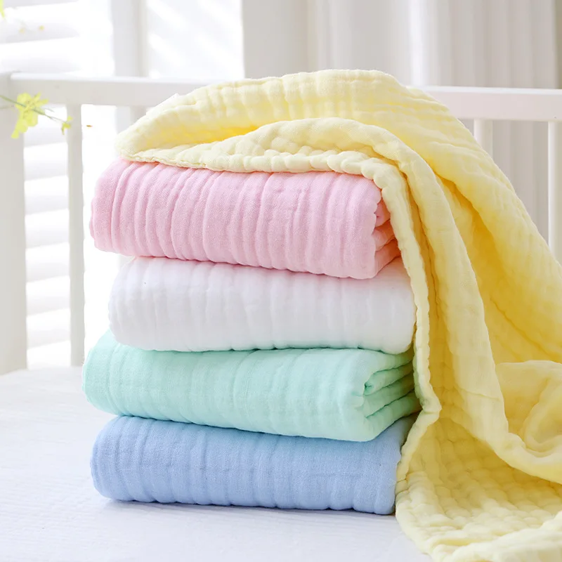

6-Layer Pure Cotton Gauze Baby Bath Towel, Soft Bubble Muslin Swaddle Blanket, Kids Bedding Wrap, 105×105cm