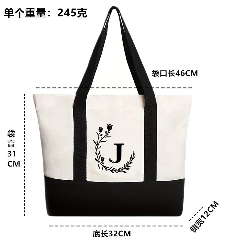 New canvas shoulder bag with large capacity letter printed tote bag for women's fashionable and lightweight handheld gift bag