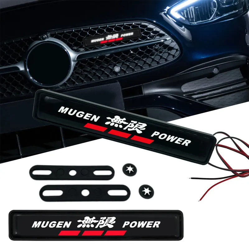Car Decoration Auto Sticker Front Hood Grille LED Light For Honda Mugen Power Civic Accord Odyssey City CRZ  CRV Spirior