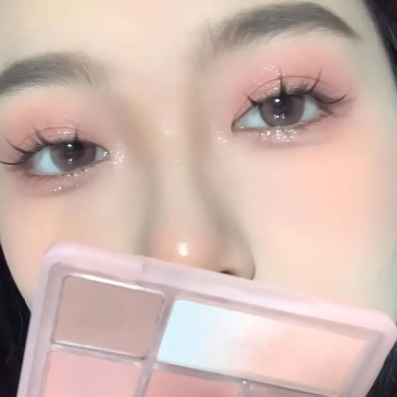 12-color blush & eyeshadow one-piece palette, rose milk tea tone, low saturation matte pearlescent Korean style, Valentine's Day