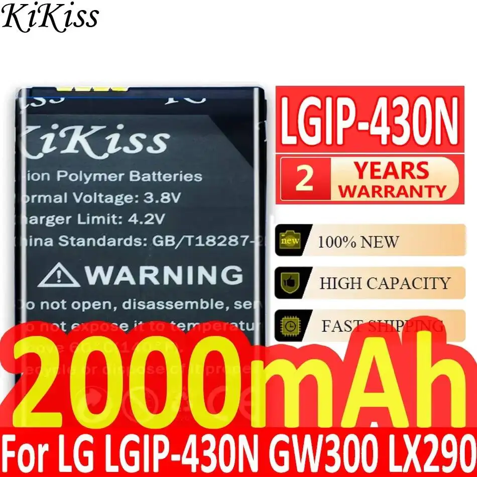 Batería duradera para teléfono móvil, 2000mAh, para LG Cookie Fresh GS290 GW300 LX290 LX370 LX370 Lgip-430N Lgip MT375 GM360 430N