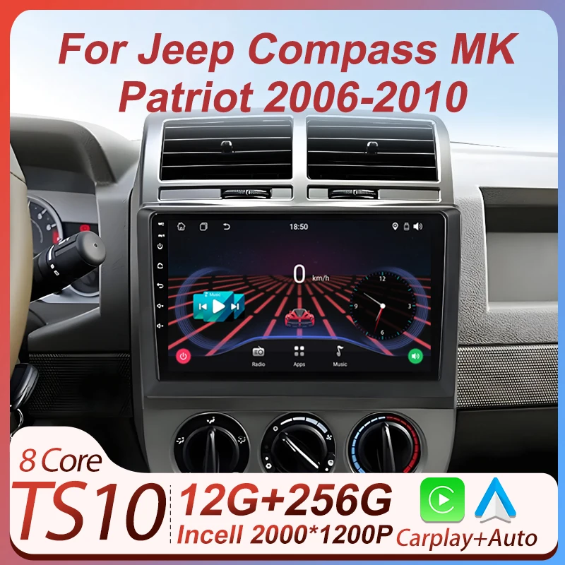 

2 Din Car Radio For Jeep Compass MK Patriot 2006 - 2010 Wireless Android Auto Carplay Monitor Autoradio Touch Screen BT Wifi RDS