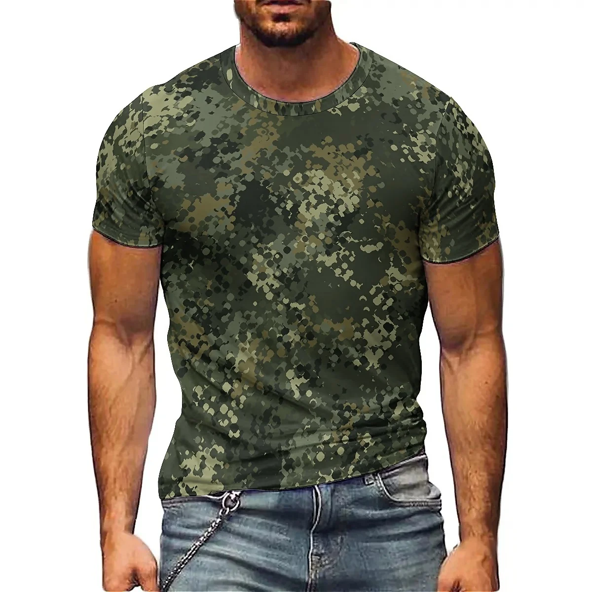 

Men's Camouflage Camouflage 3D Full Body Printed Short Sleeved T-shirt Retro Y2K Round Neck Design Anime Cartoon Harajuku Style
