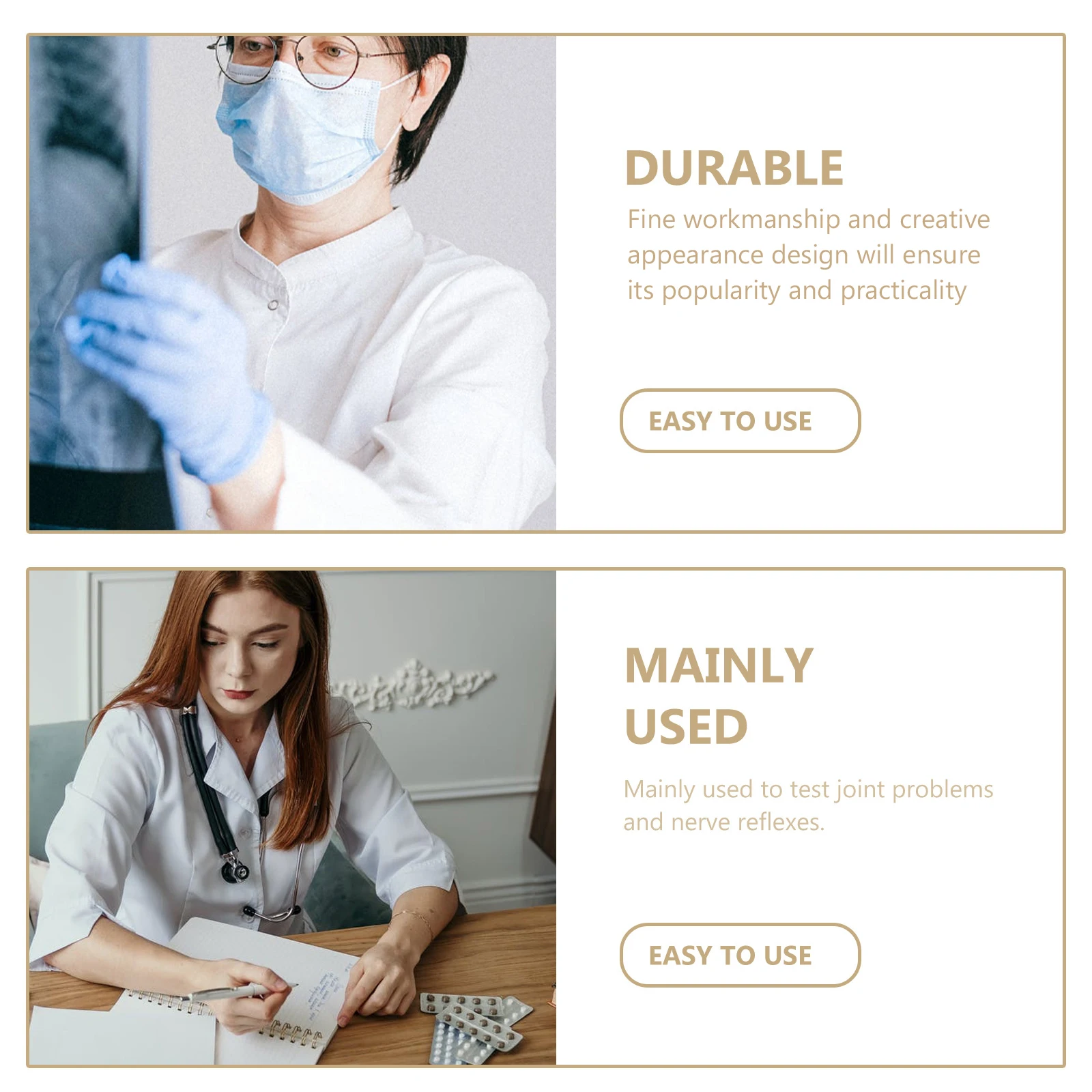 

Medical Dual-Head Reflex Hammer Zinc Alloy Neurological Diagnostic Hammer Portable Clinic Testing Tool Ergonomic Lightweight