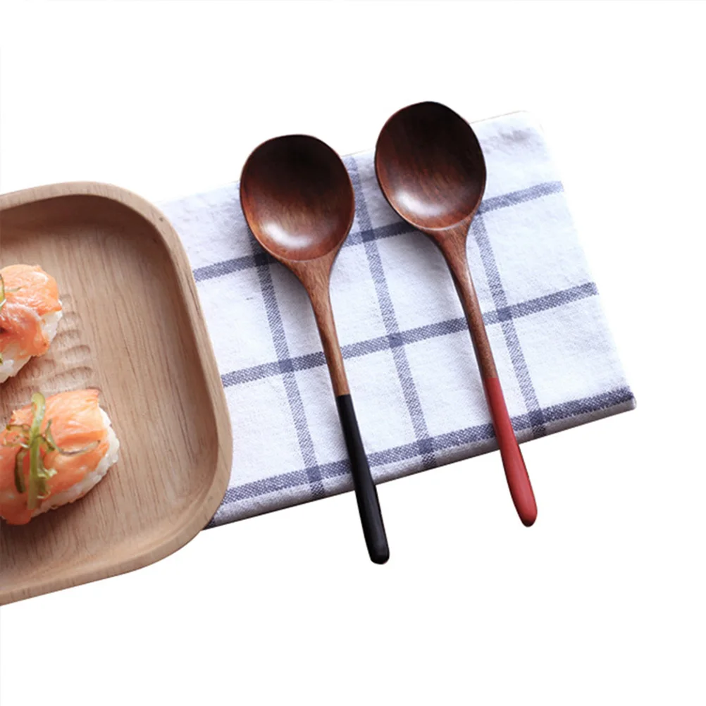 

3 Pcs Wooden Spoon Kitchen Utensil Tableware Food Serving Scoop Soup Kitchenware