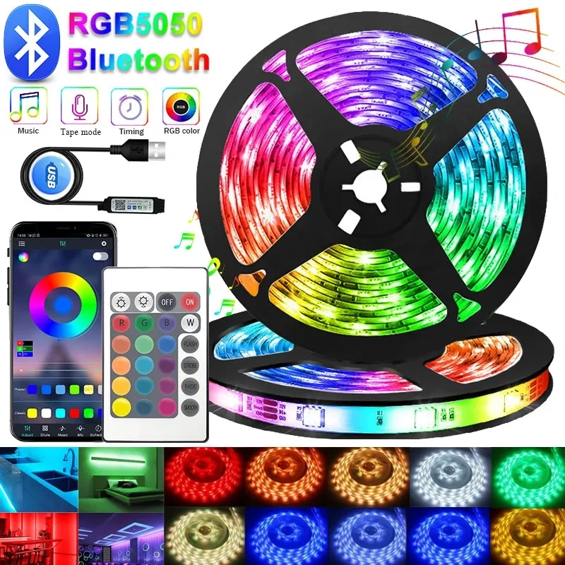 Led Strip Lights With Remote Control Rgb 5050 5V Ice Tape For Kitchen Colorful Children Into The Room 5M Usb Led Line Lighting