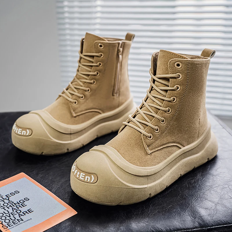 

Осенне-зимние новые высокие туфли, уличные защитные рабочие ботинки, модные мужские ботинки в британском стиле, повседневные спортивные ботинки