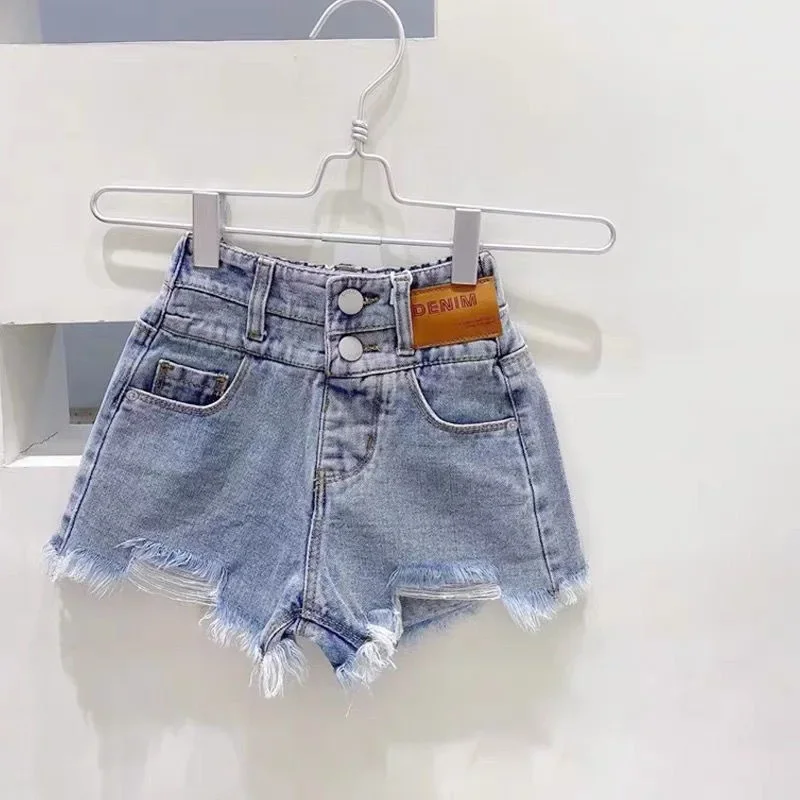 Girls' Denim Shorts 1 Pc 2024 Summer New Style Children's Korean Style Versatile Baby Girl Shorts Hot Pants for Outer Wear