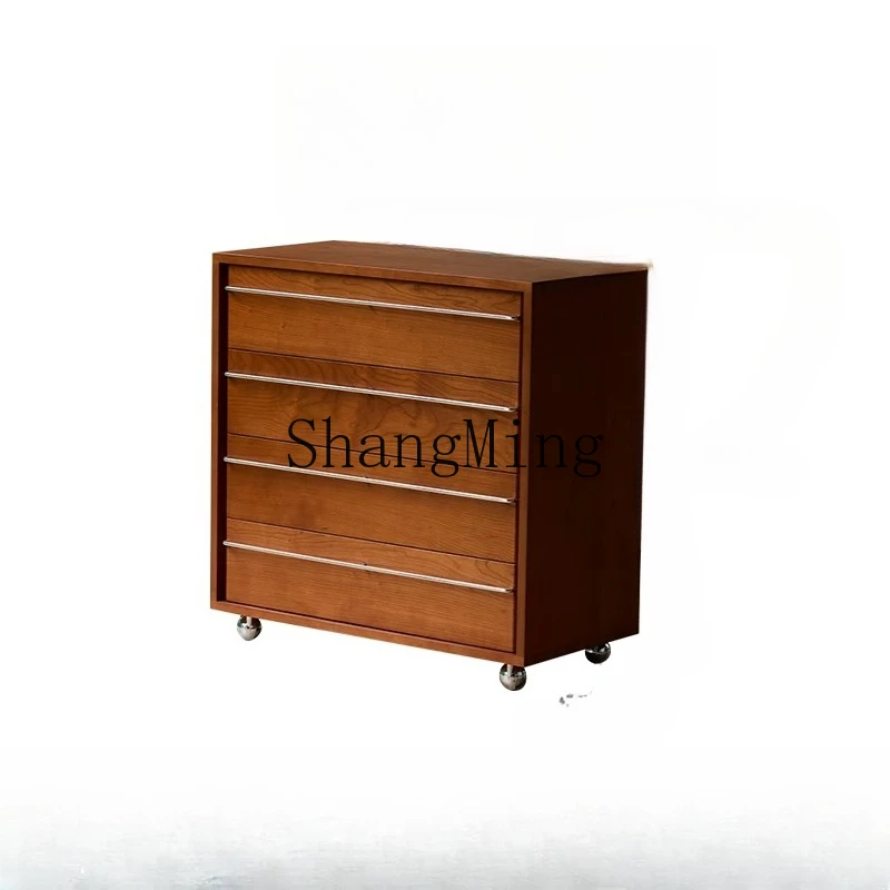 

FG chest cabinet retro cherry wood removable small apartment living room bedroom storage cabinet eight bucket drawers