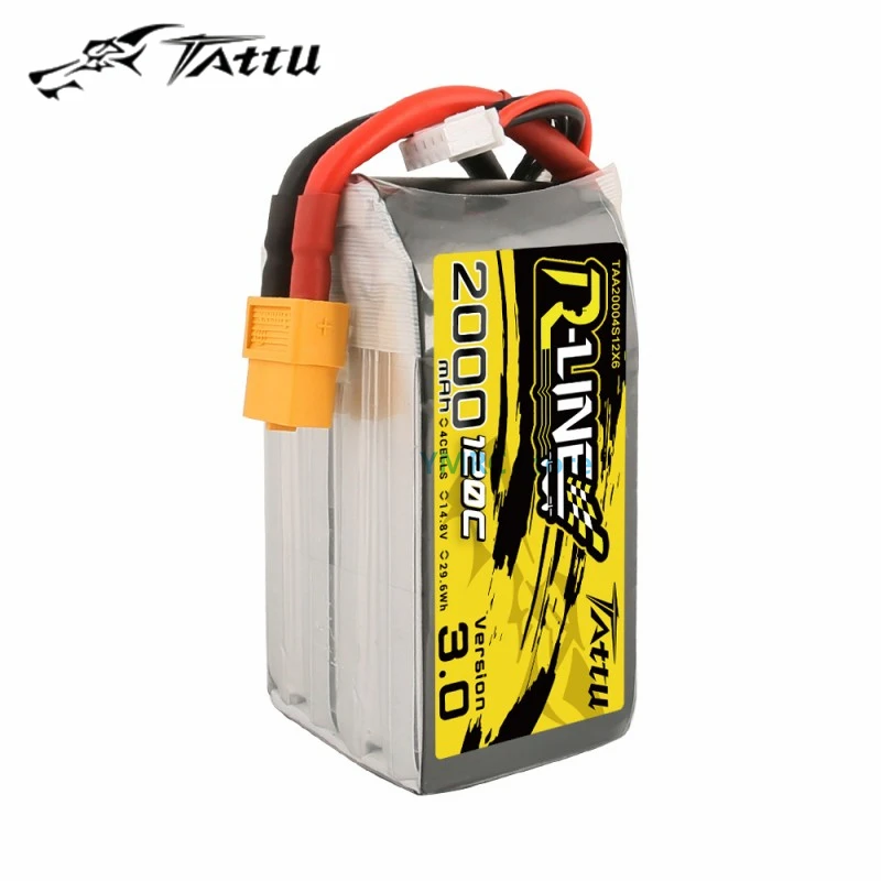 

Tattu R-Line Версия 3,0 2000 мАч 120C 14,8 в 4S1P Lipo аккумулятор с разъемом XT60 для радиоуправляемого FPV гоночного дрона