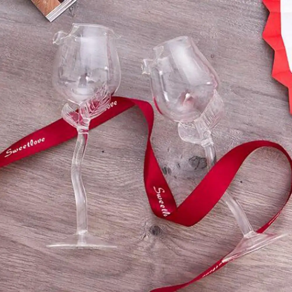 

Rose Shape Wine Glass Exquisite Wine Cup Stable Base Transparent Rose Shape Goblet Cup for Home