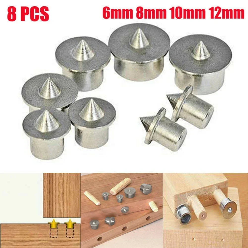 8Pcs Dowel Tenon Center Points Pin Wood 6/8/10/12mm Dowel Tenon Center Woodworking Wood Drill Bit Tool