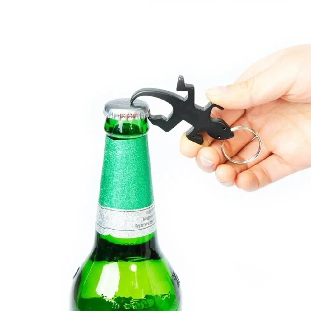 Creative Novelty Keychains Lizard Shape Aluminum Beer Keys Ring Bottle Opener Openers Corkscrew