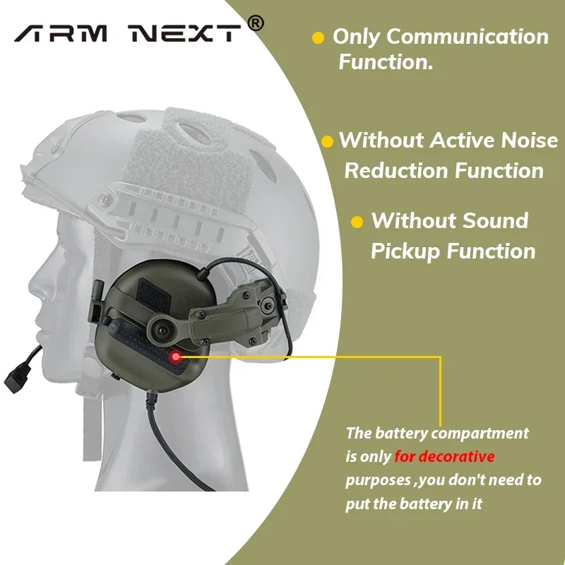 ARM NEXT Tactical Headset Without Pickup and Active Noise Reduction Helmet Version Shooting Earphone Communication headphones