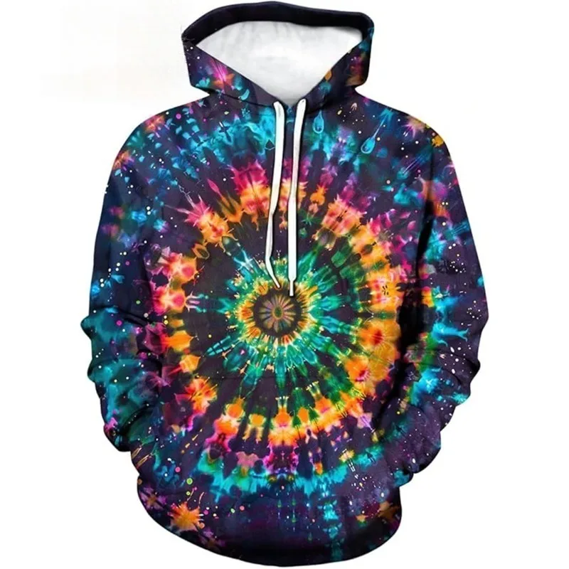 

2025 Fashion Tie Dye Pattern Hoodie Men's Autumn Long Sleeved Women's 3D Printed Y2k Hoodie Casual Oversized Top