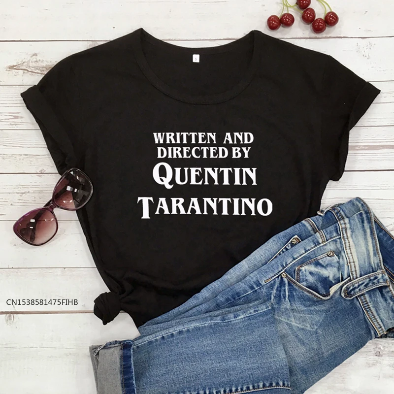 WRITTEN AND DIRECTED BY QUENTIN TARANTINO Yellow Clothes T-Shirt Graphic Tee Stylish Trendy T Shirt Slogan Outfits Soft Fabric