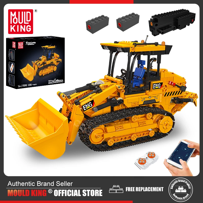 Mould King 17098 Jouets de construction technique : Camion-chargeur RC Crawler, ensemble de briques d'ingénierie, cadeau de Noël pour enfant
