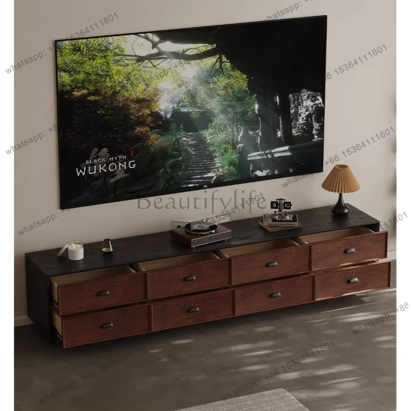 

American retro TV cabinet living room home antique floor solid wood TV cabinet