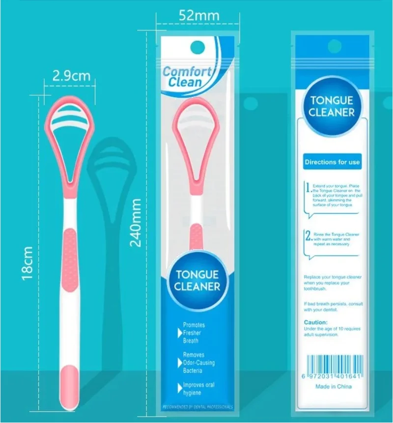 舌コーティングブラシ 舌スクレーパー、クリーナークリーニングブラシ、ケア歯ブラシ両面舌スクレーパー、1個