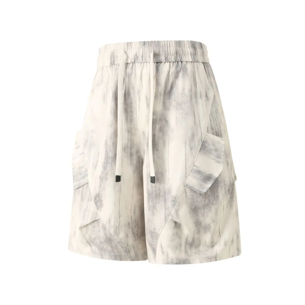 Folded Dyed Short Pants Men's Style Summer High Street Vibe Loose Fit Elastic Waist Clean Fit Outdoor Fashion Trendy Shorts