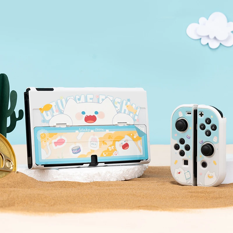 Nintendo Switch用の素敵な猫の描画付きの保護ケース,Nintendo Switch用の保護シェル付きハードケース,アクセサリー