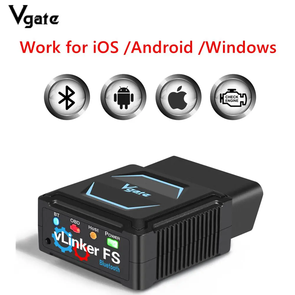 

Инструмент диагностического сканирования Vgate vLinker FS Bluetooth OBD2 для Android/IOS для Ford FORScan HS MS CAN OBDII, инструмент для чтения автомобильных кодов