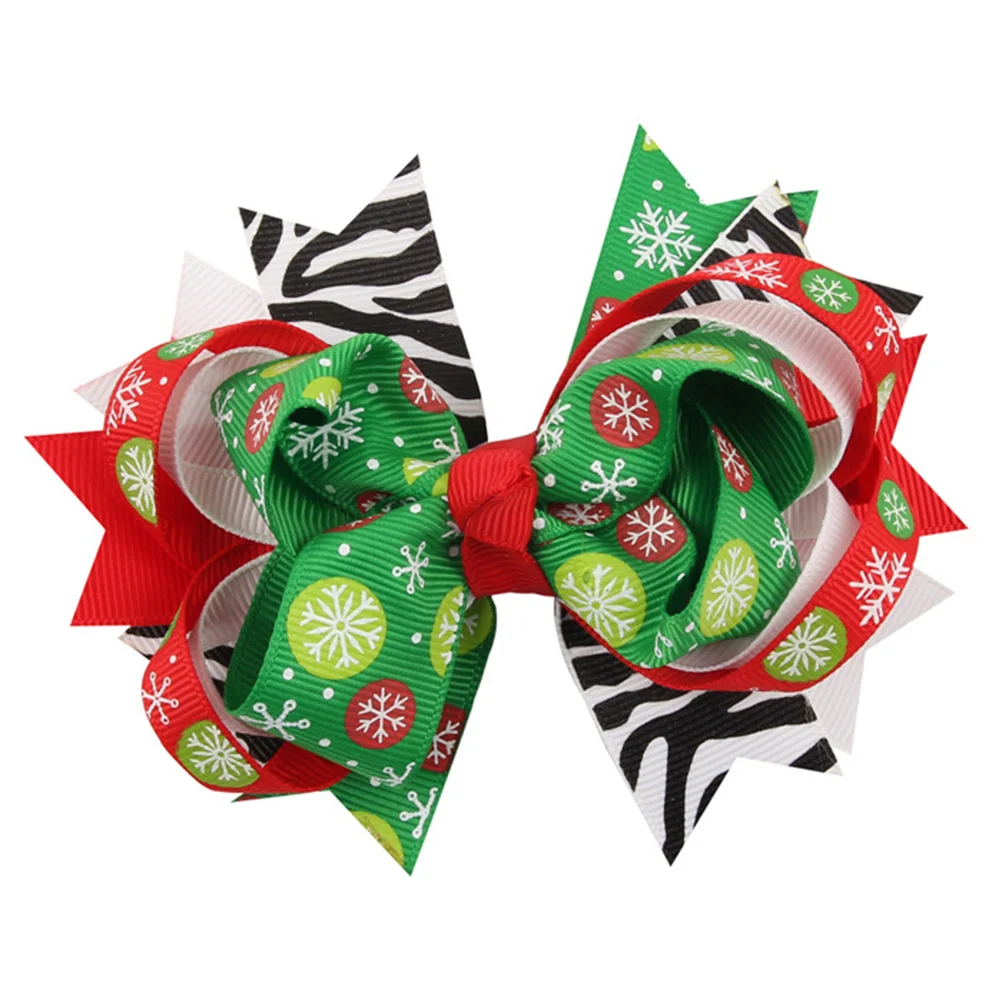 

1Pcs Christmas Hair Bows Classic Color Patterns Proper Clamping Force Comfortable Wear Kids Holiday Accessories