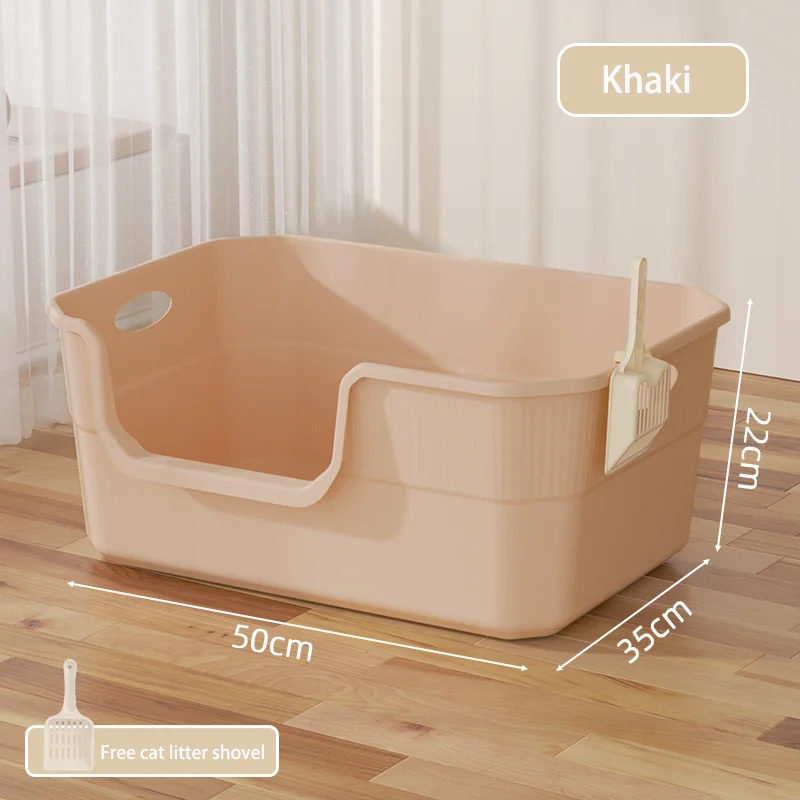 Large Cat Litter Box with Raised Sides and Shovel Easy Clean Sandbox Toilet for Cats Pet Supplies Popular Cat Essentials