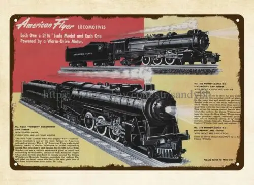 American Flyer Trains 1952 Smoke Choo Choos Locomotive metal tin sign repro sign