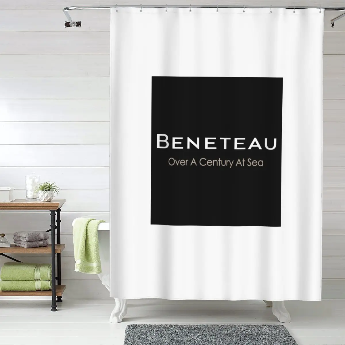 

Beneteau Sailboat Sailing Yacht POCKET SIDE Shower Curtain Bathroom Polyester Waterproof Bath Curtains with Hooks