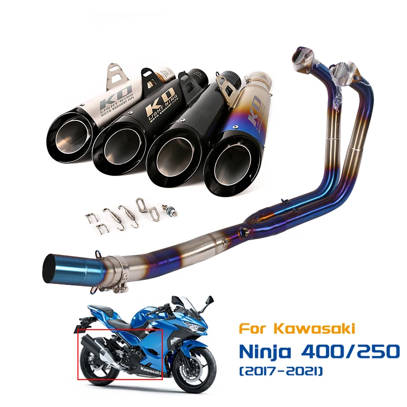 

For Kawasaki Ninja 400 250 2017-2021 Full Motorcycle Exhaust System Header Pipe Front Middle Link Pipe Slip On 51mm Mufflers